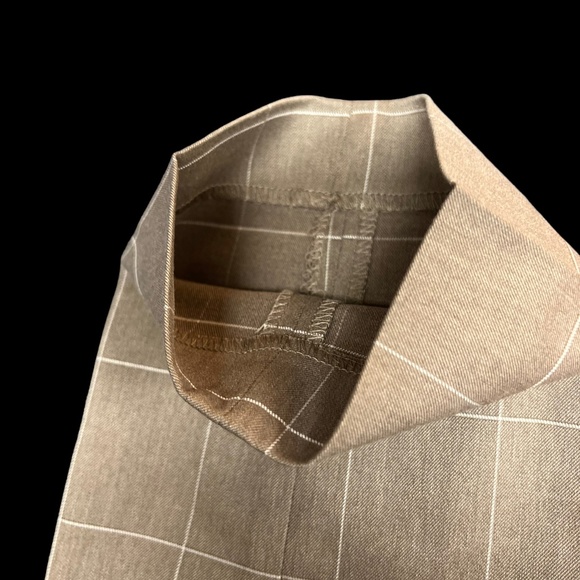 H & M Slim Fit Suit Pants Beige Check Windowpane Design Welt Pockets New sz 32R - Picture 4 of 9